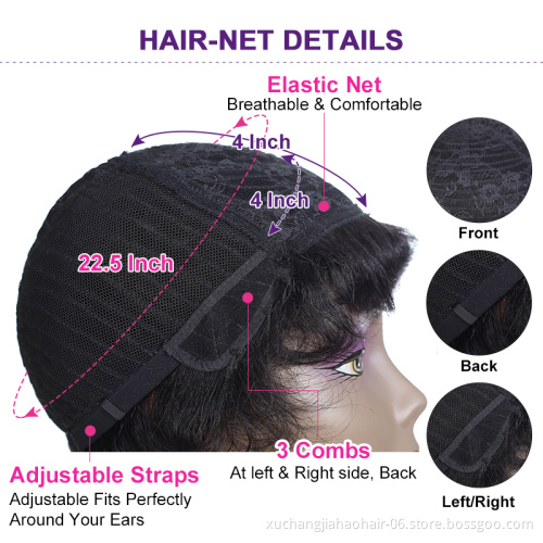 Pixie Cut Machine Made Wigs Short Human Hair Wigs for Black Women Short Straight Black Ladies Wigs 1B Color